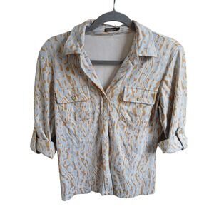 J McLaughlin Print‎ Button Front Roll Tab Sleeve Catalina Cloth Shirt Women S